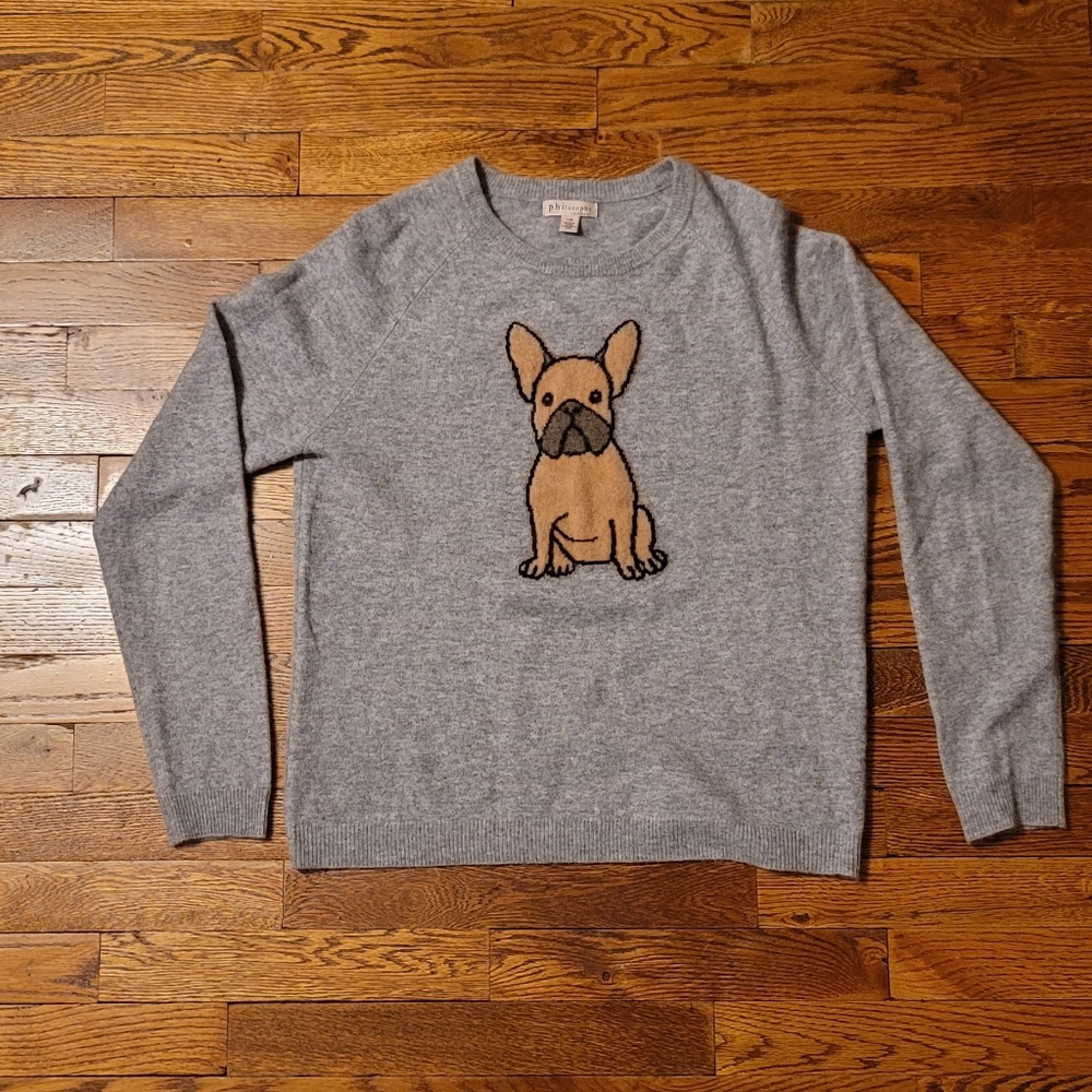 Cashmere French Bulldog Sweater Size L